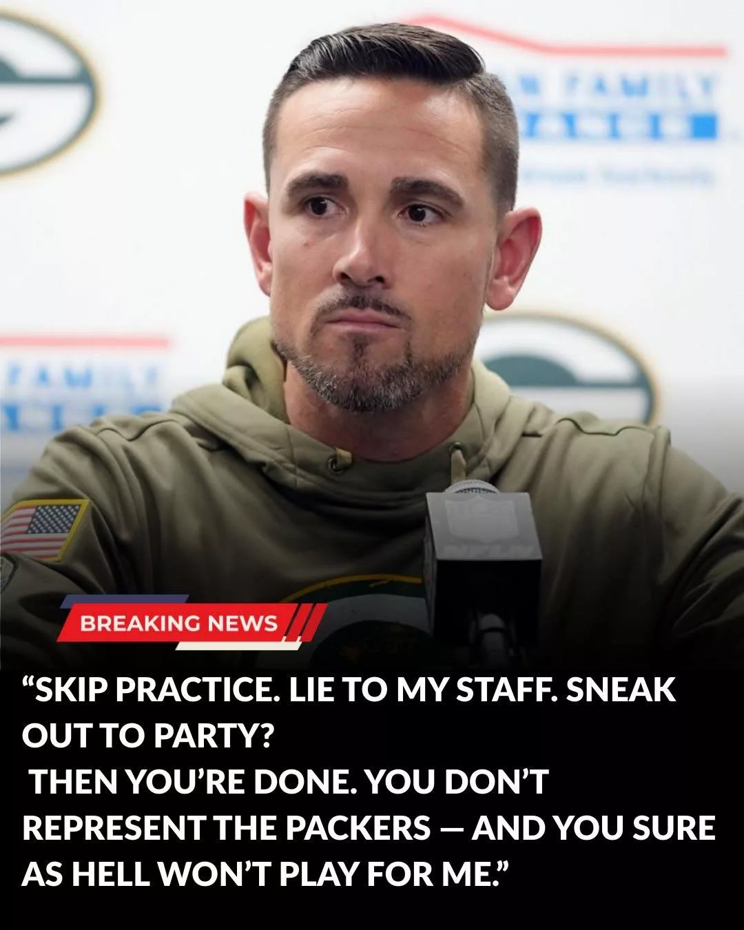 Cover Image for BREAKING: Packers head coach Matt LaFleur has stunned the NFL with a hardline move — removing two rookies from all team activities after they skipped practice citing “health issues,” only to be caught partying at a nightclub that same night.