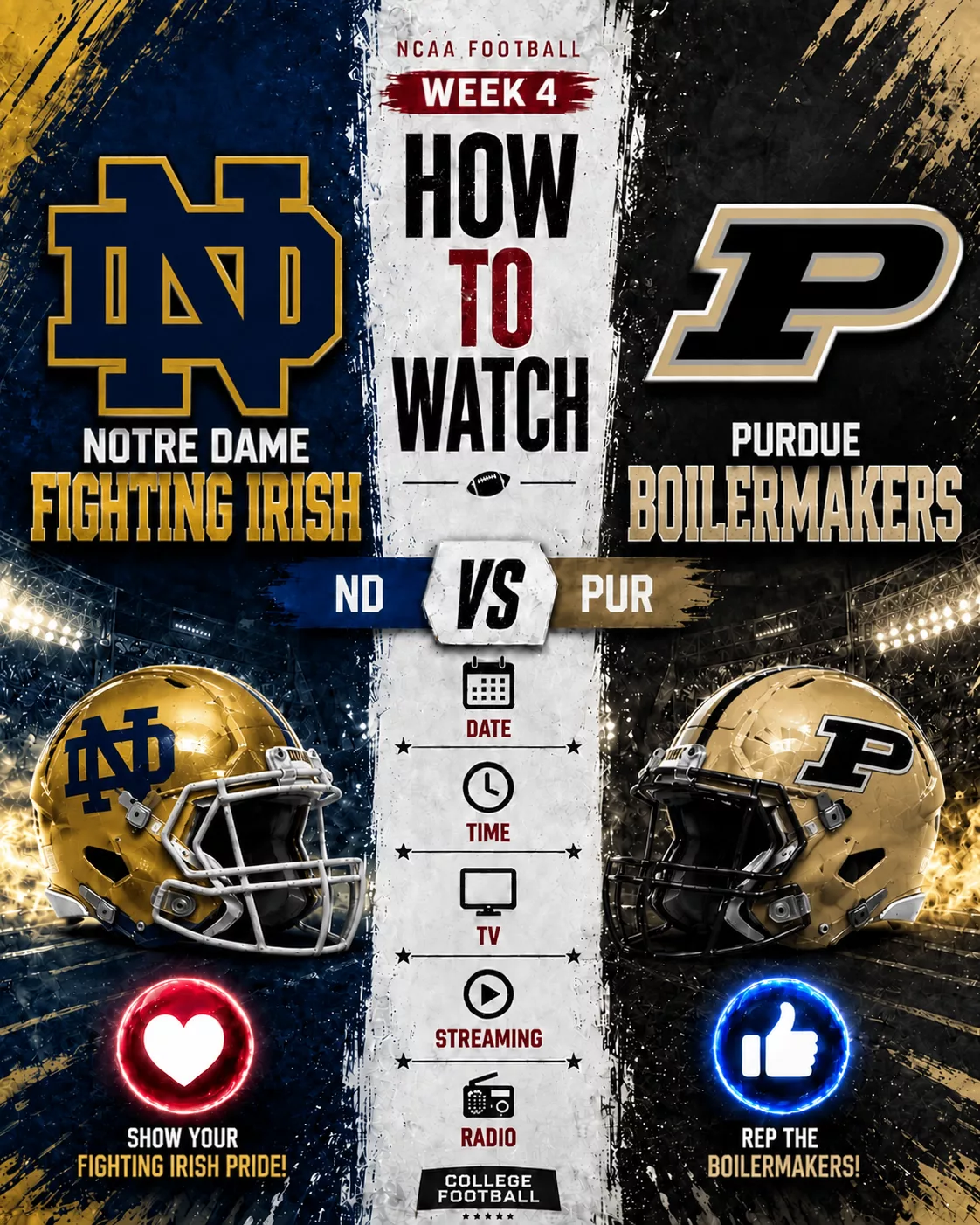 Cover Image for HOW TO WATCH: Notre Dame Fighting Irish vs. Purdue Boilermakers — Game Time, TV Channel, Streaming Info, and Everything You Need to Know
