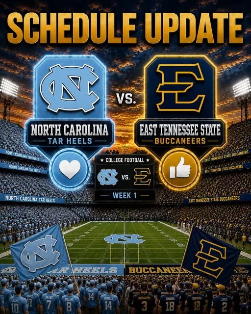 Cover Image for 🗓️🔥 CONFIRMED: North Carolina Tar Heels vs. East Tennessee State Buccaneers Game Rescheduled — A New Date, A New Opportunity!