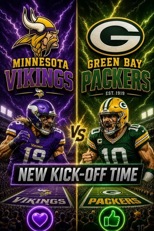 Cover Image for “CANCEL YOUR SATURDAY PLANS!” — NFL Drops a Schedule Bomb: Minnesota Vikings vs. Green Bay Packers Set to Shake the Season