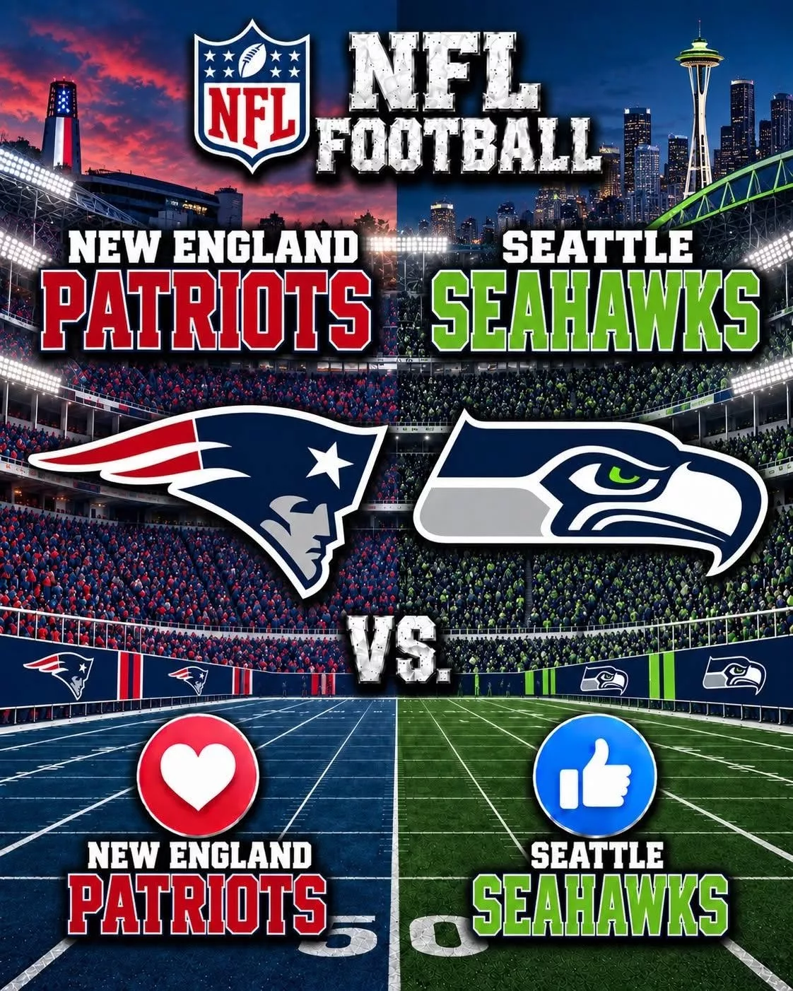 Cover Image for 🚨NEW KICKOFF TIME: ESPN Announces Last-Minute Change for New England Patriots vs. Seattle Seahawks Showdown