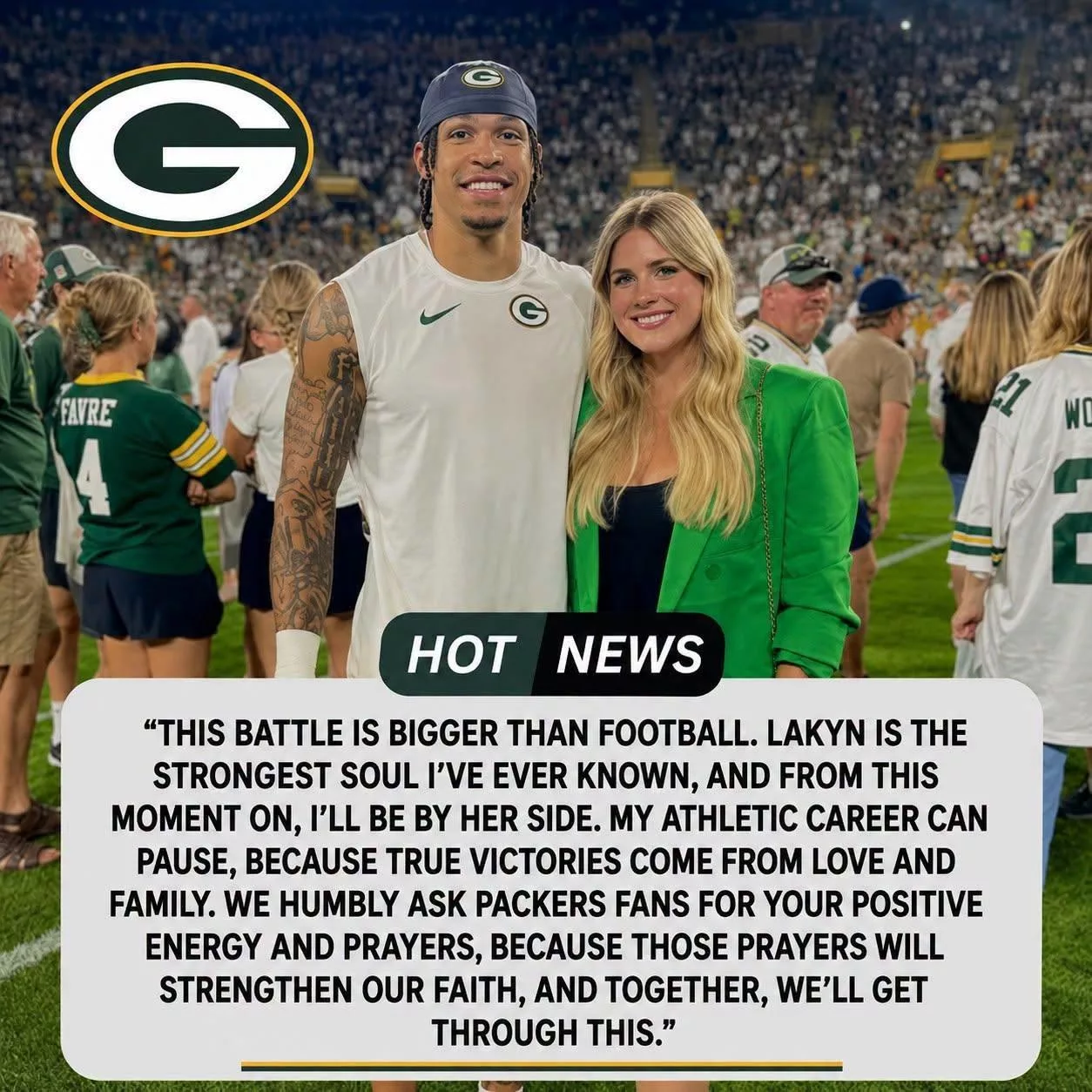 Cover Image for SAD NEWS: Green Bay is in tears today — the Packers locker room stands united, sending strength and prayers to Christian Watson and Lakyn Watson following a heartbreaking family announcement…