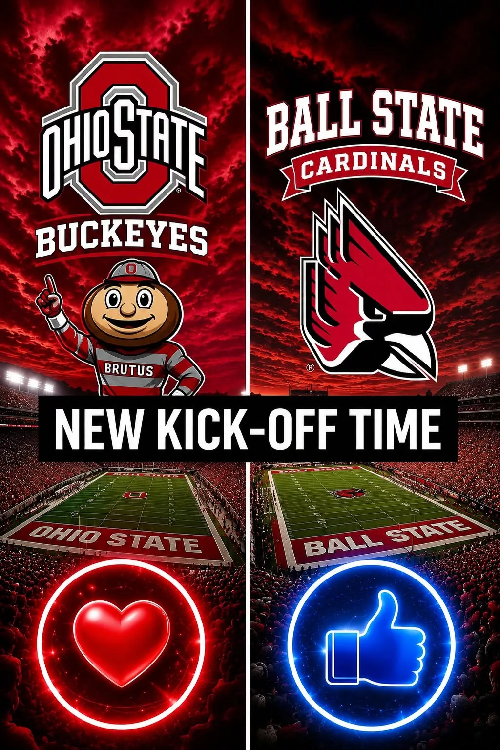 Cover Image for “CANCEL YOUR SATURDAY PLANS!” — College Football Drops a Schedule Bomb: Ohio State Buckeyes vs. Ball State Cardinals Set to Shake the Season
