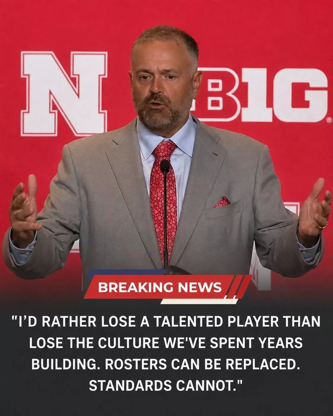 Cover Image for 🚨BREAKING: Nebraska Cornhuskers Sends Ruthless Message by Releasing Star Freshman Who Questioned Matt Rhule’s Training Camp Standards