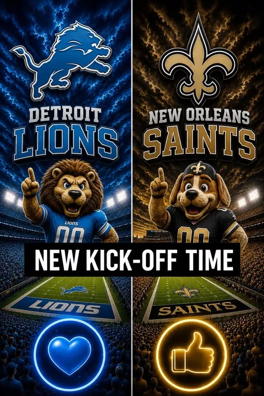 Cover Image for “CANCEL YOUR SATURDAY PLANS!” — NFL Drops a Schedule Bomb: Detroit Lions vs. New Orleans Saints Set to Shake the Season