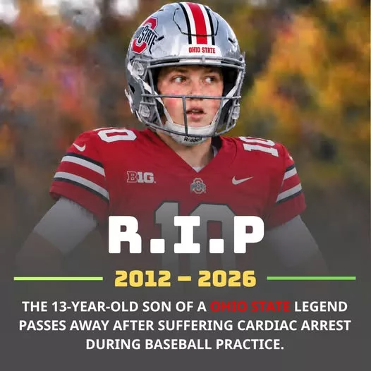 Cover Image for 🚨💔 SAD NEWS: 13-year-old son of Ohio State legend d.i.e.s after going into cardiac arrest during football practice