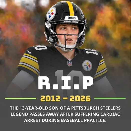Cover Image for 🚨💔 SAD NEWS: 13-year-old son of Pittsburgh Steelers legend d.i.e.s after going into cardiac arrest during football practice