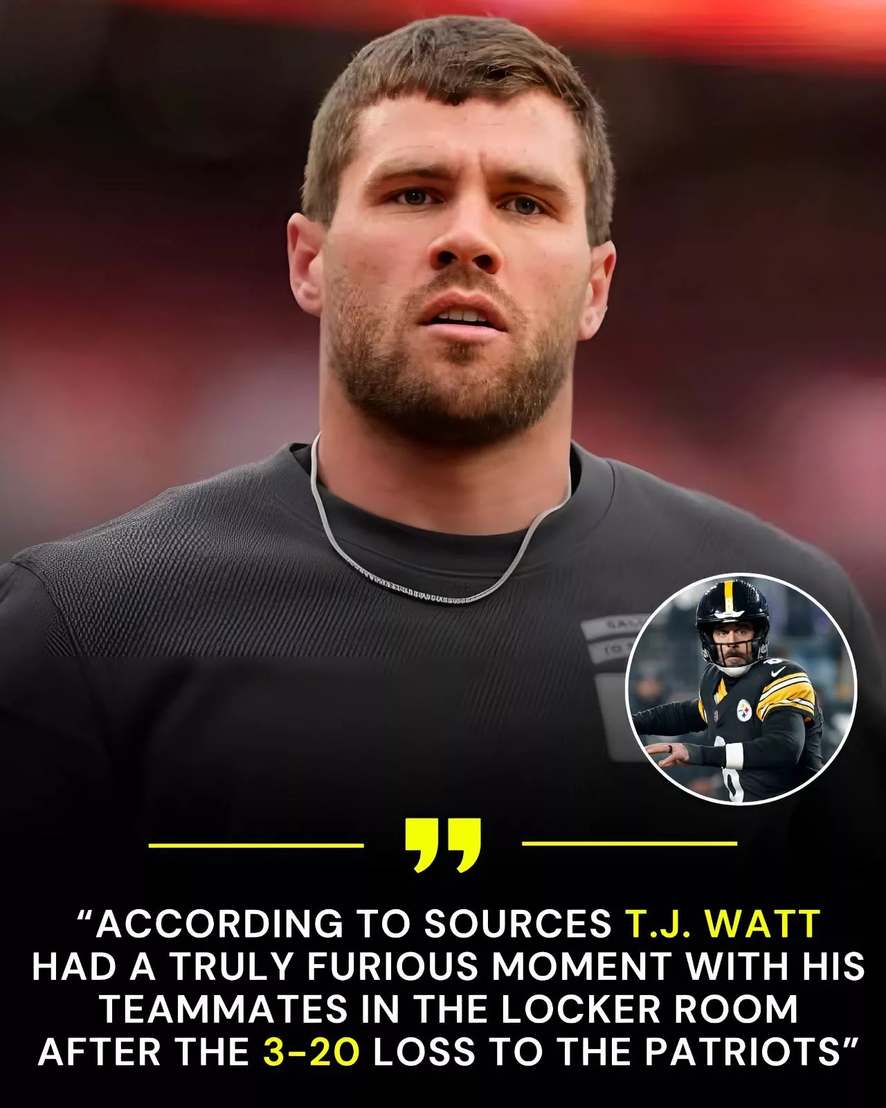 Cover Image for According to sources T.J. Watt had a truly furious moment with his teammates in the locker room after the 3-20 loss to the Patriots…latinos