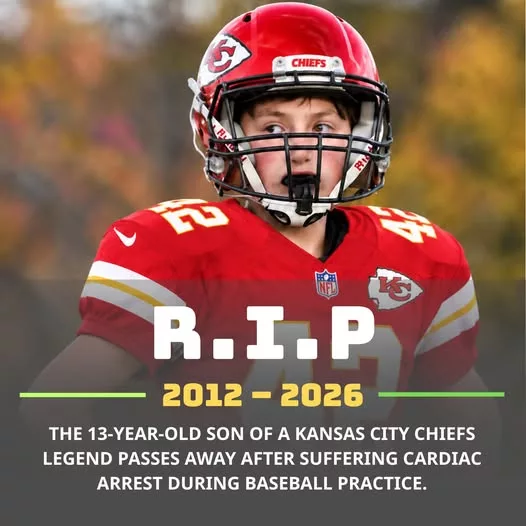 Cover Image for 🚨💔 SAD NEWS: 13-year-old son of Kansas City Chiefs legend d.i.e.s after going into cardiac arrest during football practice