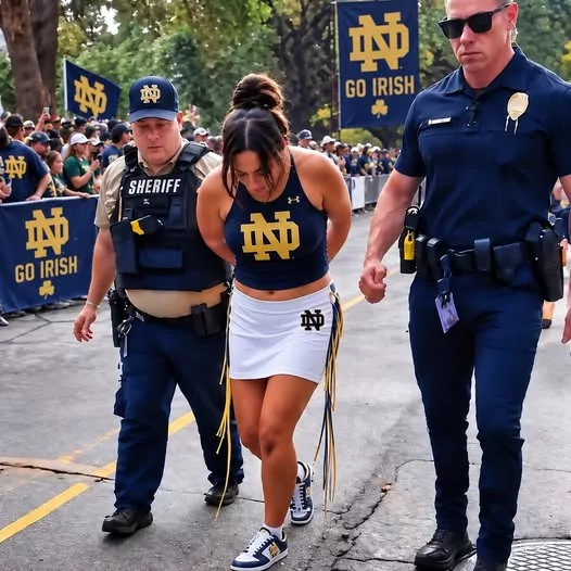 Cover Image for Female Notre Dame Fighting Irish Fan Endured Brutal ‘Walk Of Shame’ In Front Of Thousands Of People Before The Game Even Started [VIDEO]