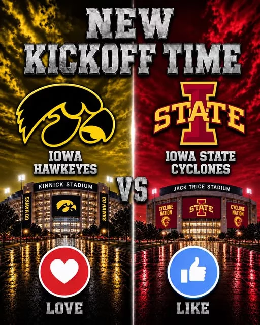 Cover Image for 🔥 “CANCEL YOUR SATURDAY PLANS!” — College Football Drops a Schedule Bomb: Iowa Hawkeyes vs. Iowa State Cyclones Set to Shake the Season