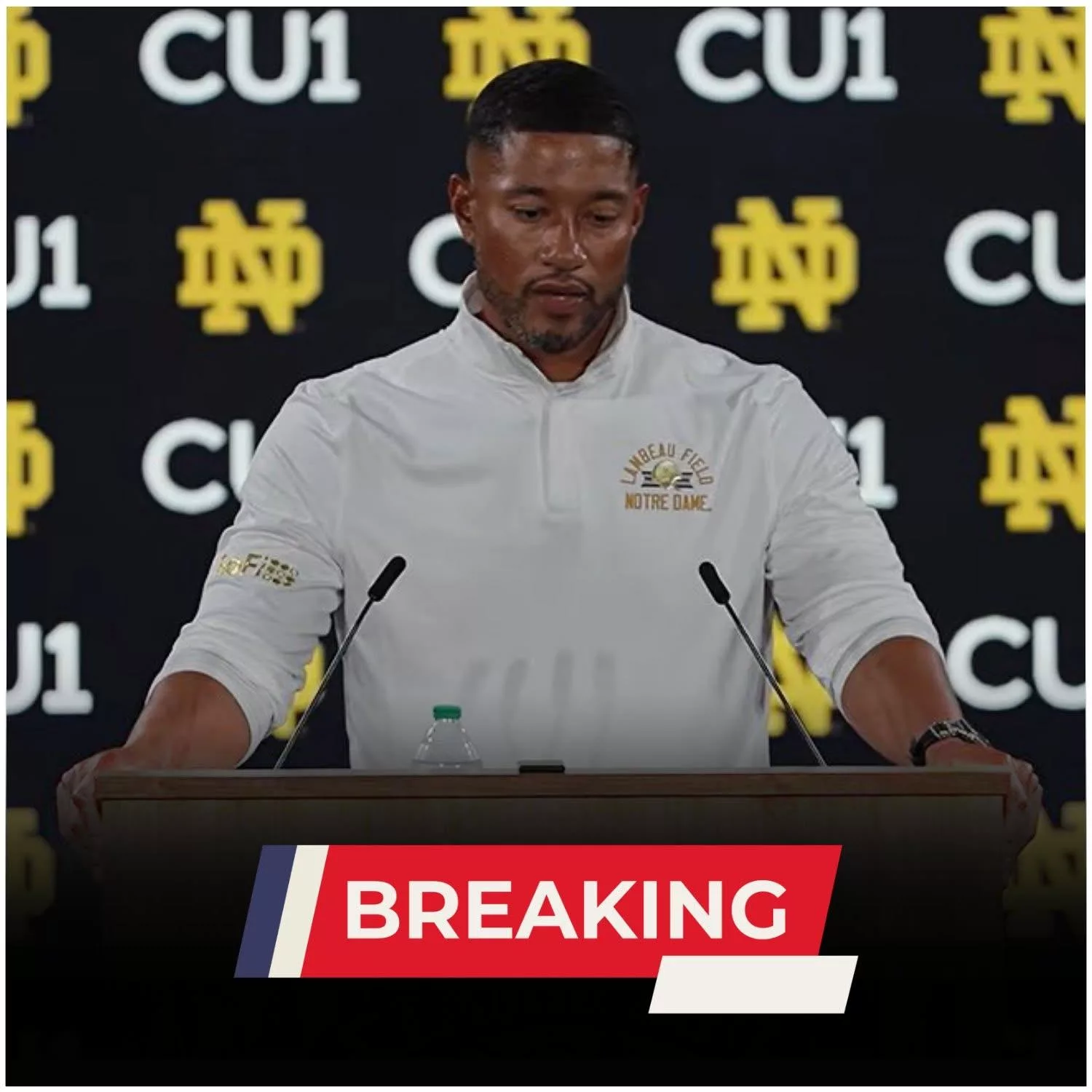 Cover Image for 15 MINUTES AGO, IN SOUTH BEND, INDIANA, NOTRE DAME HEAD COACH MARCUS FREEMAN WAS OFFICIALLY CONFIRMED AS…..