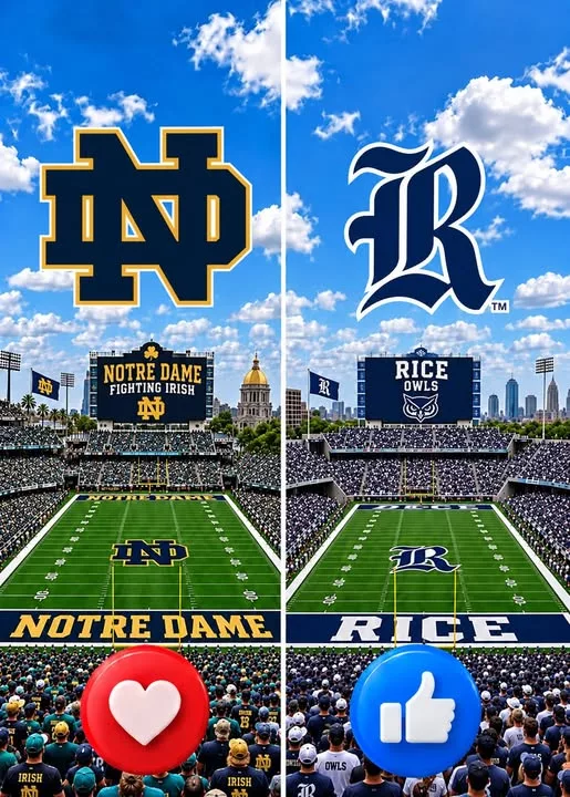Cover Image for 🗓️ CONFIRMED: The Notre Dame Fighting Irish vs. Rice Owls game has been scheduled. 🔥