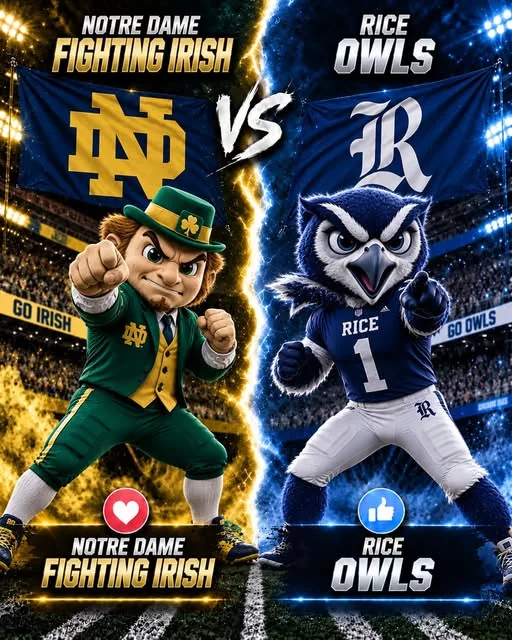 Cover Image for 🏈 WHICH CHANNELS WILL BROADCAST THE GAME BETWEEN NOTRE DAME FIGHTING IRISH AND RICE OWLS? 🏈🔥❤️