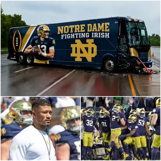 Cover Image for 🚨 TERRIFYING NEWS: Notre Dame Fighting Irish Shaken by Horrific Team Bus Accident — Aneyas Williams Among the Biggest Concerns 🏈💔