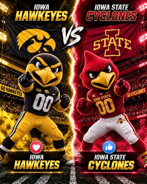 Cover Image for 🏈 WHICH CHANNELS WILL BROADCAST THE GAME BETWEEN IOWA HAWKEYES AND IOWA STATE CYCLONES? 🖤💛❤️