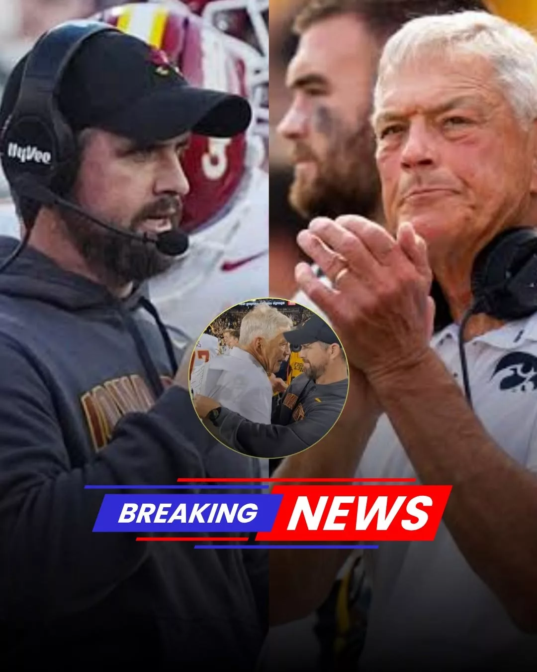 Cover Image for NCAA Disciplinary Committee Issues Warning and $20,000 Fine to Iowa State Coach Jimmy Rogers After Heated Exchange With Kirk Ferentz