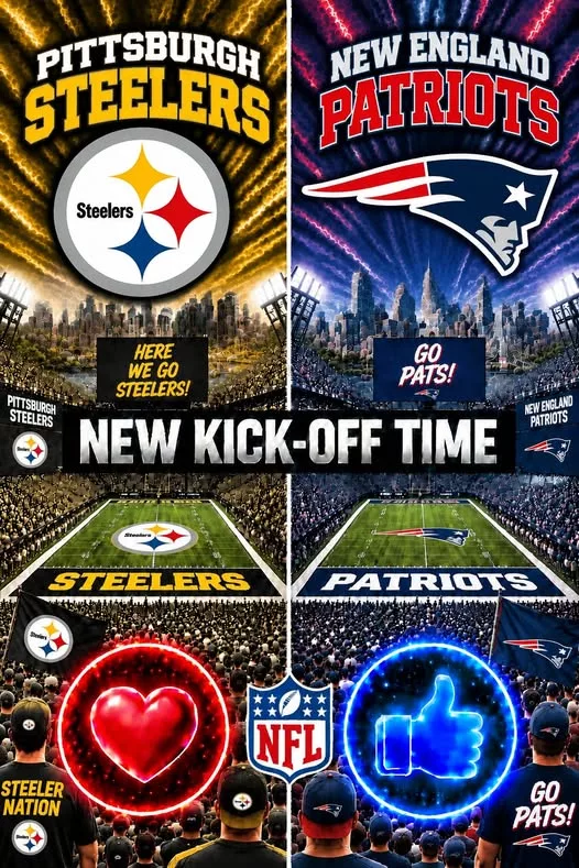 Cover Image for 🔥 “CANCEL YOUR SUNDAY PLANS!” — NFL DROPS A SCHEDULE BOMB: PITTSBURGH STEELERS vs. NEW ENGLAND PATRIOTS SET TO SHAKE THE SEASON 🔥