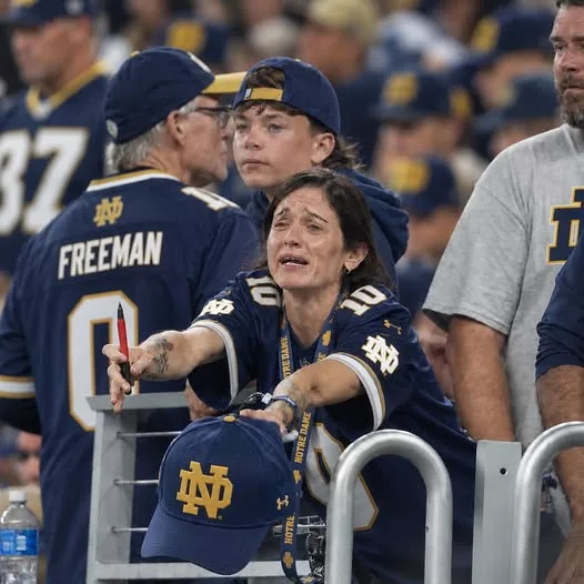 Cover Image for π¨ Female Notre Dame Fighting Irish Fan Taken Away in Ambulance After Suffering Brutal, Bloody Fall at Notre Dame Stadium β Now Sheβs Looking for the Man Who Saved Her