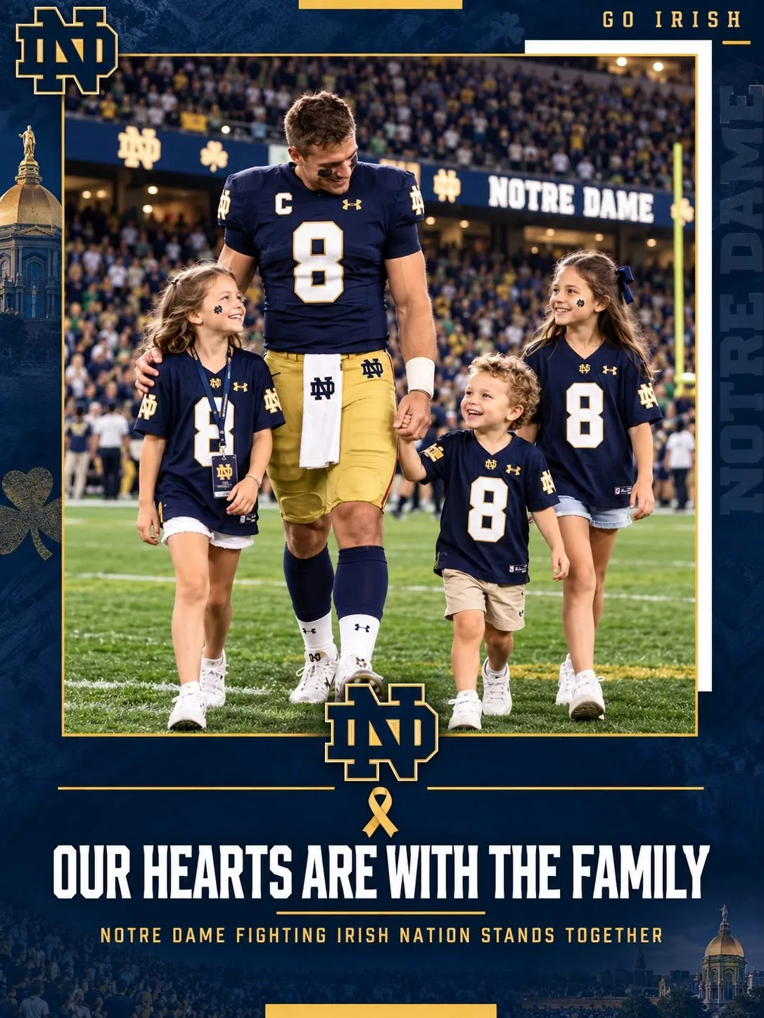 Cover Image for HEARTBREAKING TRIBUTE: Tim Brown Faces an Unimaginable Family Loss as Notre Dame Nation Surrounds a Legend With Love, Prayer and Strength