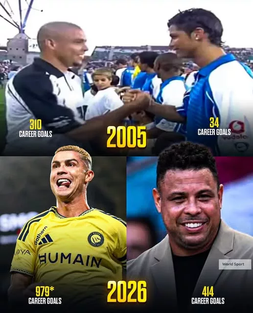 Cover Image for 🔥🇧🇷🇵🇹 2005 vs. 2026 — DOIS RONALDOS, DUAS ERAS… MAS UMA PERGUNTA QUE CONTINUA VIVA! Duas gerações. Dois estilos completamente diferentes. E dois nomes que mudaram para sempre a história do futebol. De um lado, R9, o Fenómeno: explosão, técnica, força e uma capacidade quase impossível de travar quando arrancava em direção à baliza. ⚡ Do outro, CR7: disciplina extrema, longevidade impressionante e uma obsessão permanente por superar os próprios limites. 🐐 Mas existe um detalhe que torna esta comparação ainda mais fascinante… Como seria colocar frente a frente o Ronaldo de 2005 e o Cristiano Ronaldo de 2026? Um representava o talento explosivo de uma geração. O outro transformou a longevidade numa verdadeira arte. Dois caminhos. Duas épocas. Dois Ronaldos. Mas afinal… quem deixou a marca mais impossível de apagar? 👀🔥
