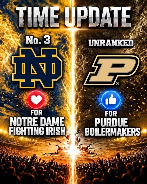 Cover Image for 🏈 HOW TO WATCH: No. 3 NOTRE DAME FIGHTING IRISH vs. PURDUE BOILERMAKERS — The Stage Is Set for a Massive College Football Showdown, Official Kickoff Time Confirmed… ☘️🔥🏈