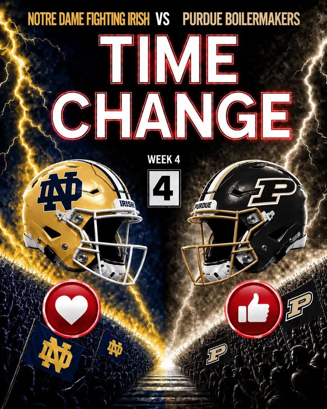 Cover Image for TIME UPDATE: Notre Dame Fighting Irish vs. Purdue Boilermakers Broadcast Has Been Rescheduled — Here’s What Fans Need to Know