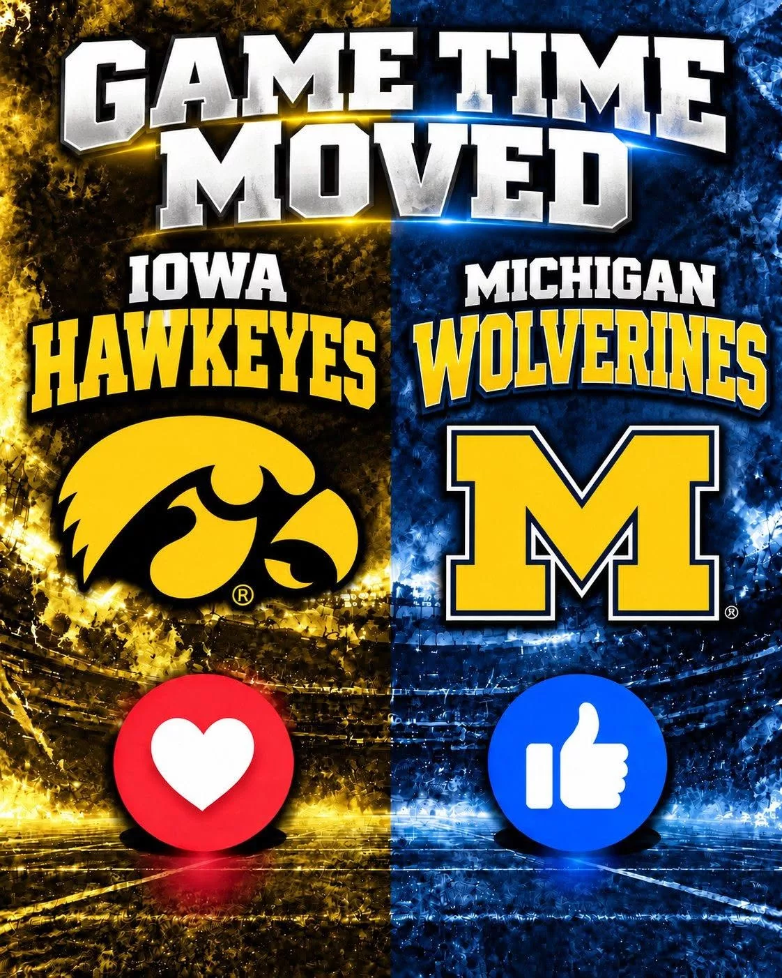 Cover Image for GAME TIME MOVED: Iowa Hawkeyes vs. Michigan Wolverines Rescheduled — Important Info Below