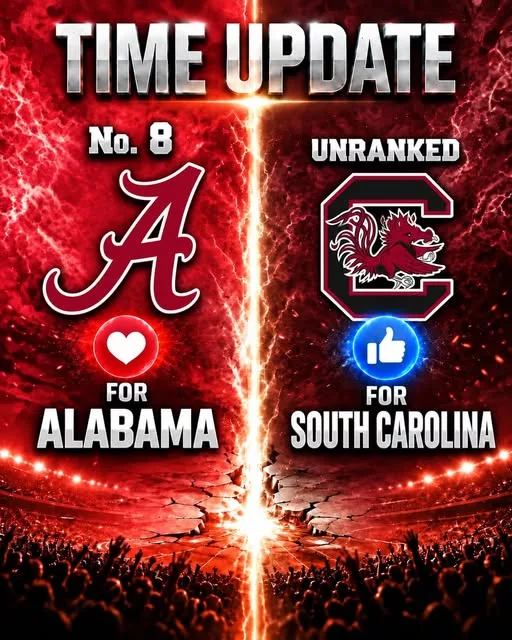 Cover Image for 🏈 HOW TO WATCH: No. 8 ALABAMA CRIMSON TIDE vs. SOUTH CAROLINA GAMECOCKS — The Stage Is Set for a Massive SEC College Football Showdown, Official Kickoff Time Confirmed… 🔥🐘