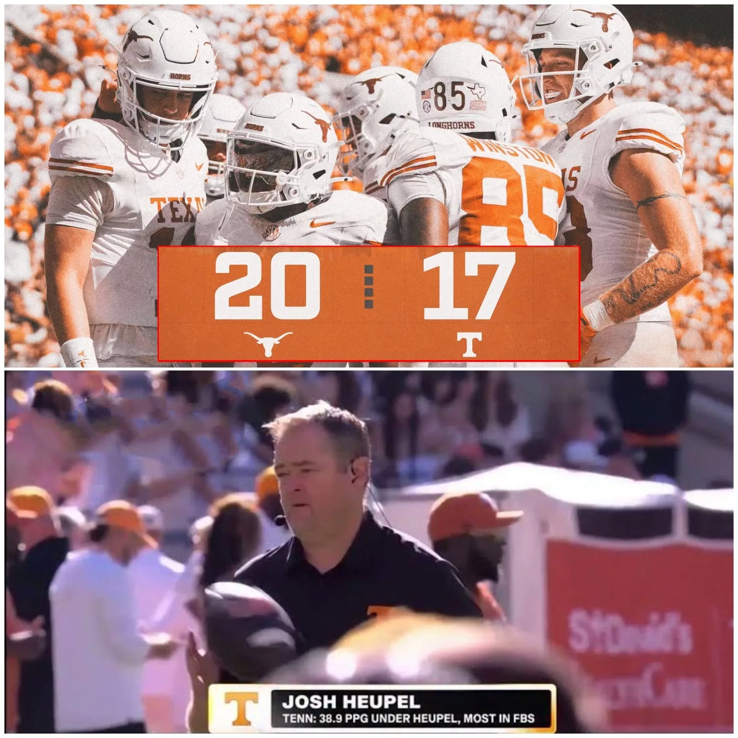 Cover Image for 🔥 BREAKING NEWS: Josh Heupel’s Postgame Exchange With Texas Players Draws Attention After Tennessee’s Crushing 20–17 Loss