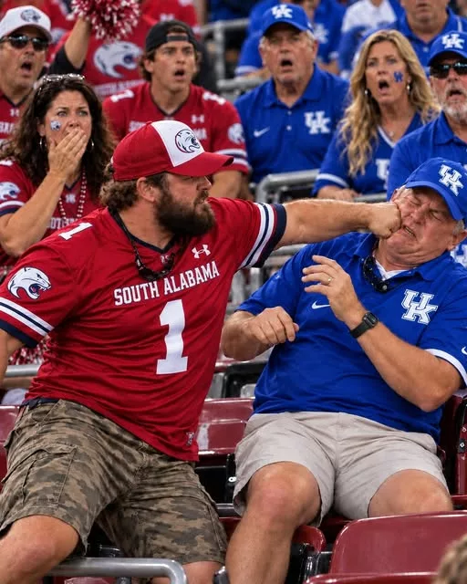 Cover Image for 🚨 SHOCKING VIDEO: Footage Appears to Show South Alabama Jaguars Fan Hitting Kentucky Wildcats Fan in Violent Postgame Brawl After 21–45 Loss [VIDEO]