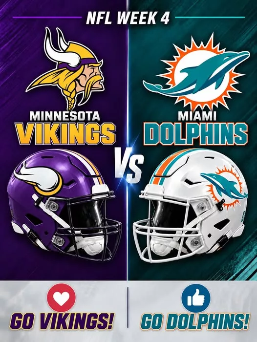 Cover Image for 🚨🏈 “CANCEL YOUR SUNDAY PLANS!” — NFL SCHEDULE SPOTLIGHT: Minnesota Vikings vs. Miami Dolphins Set to Shake the Season