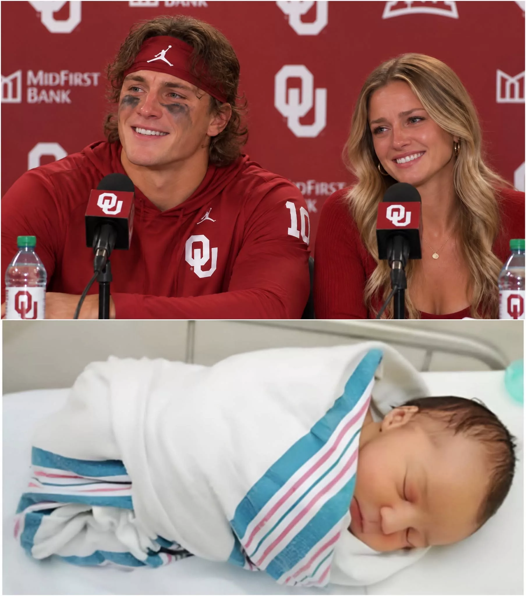 Cover Image for Oklahoma Sooners star John Mateer and his girlfriend have sent the college football world into a frenzy with a heart-warming announcement — they have welcomed a new member into their family!