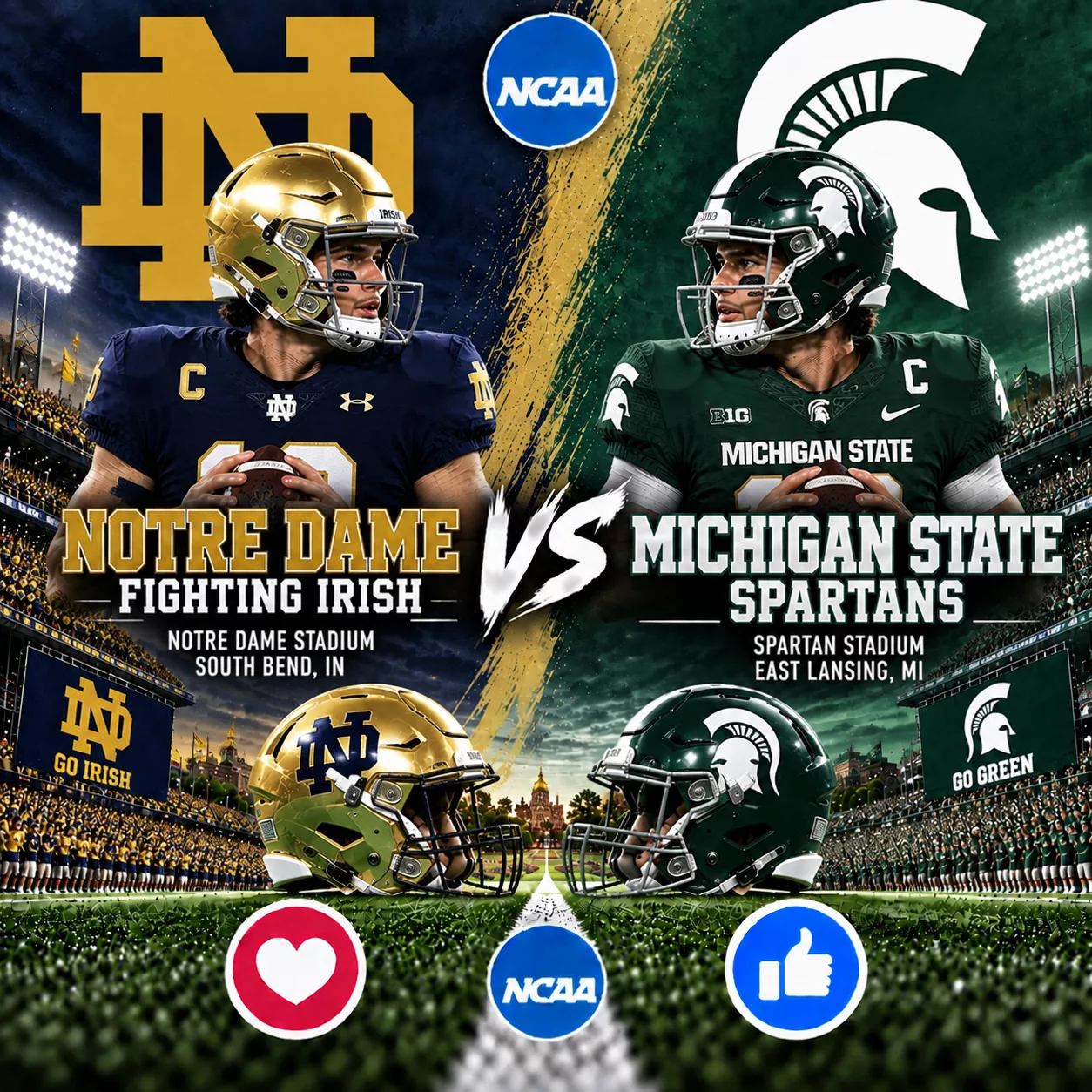 GAME TIME MOVED: Notre Dame Fighting Irish vs. Michigan State Spartans Rescheduled