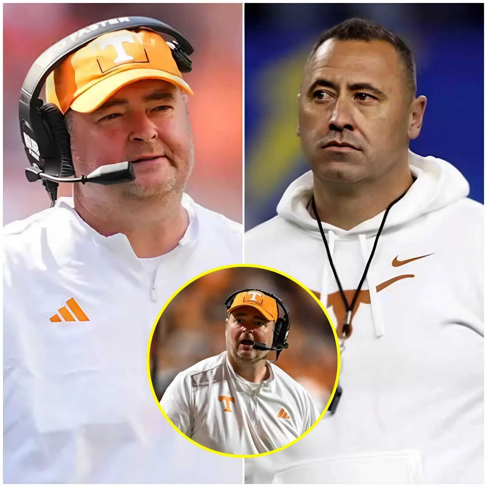 Cover Image for 🚨 BREAKING NEWS: The NCAA Committee on Infractions (COI) has issued a warning and fined Tennessee Volunteers head coach Josh Heupel $20,000 for unsportsmanlike conduct after he reportedly shouted “profanity” three times at Texas Longhorns head coach Steve Sarkisian.