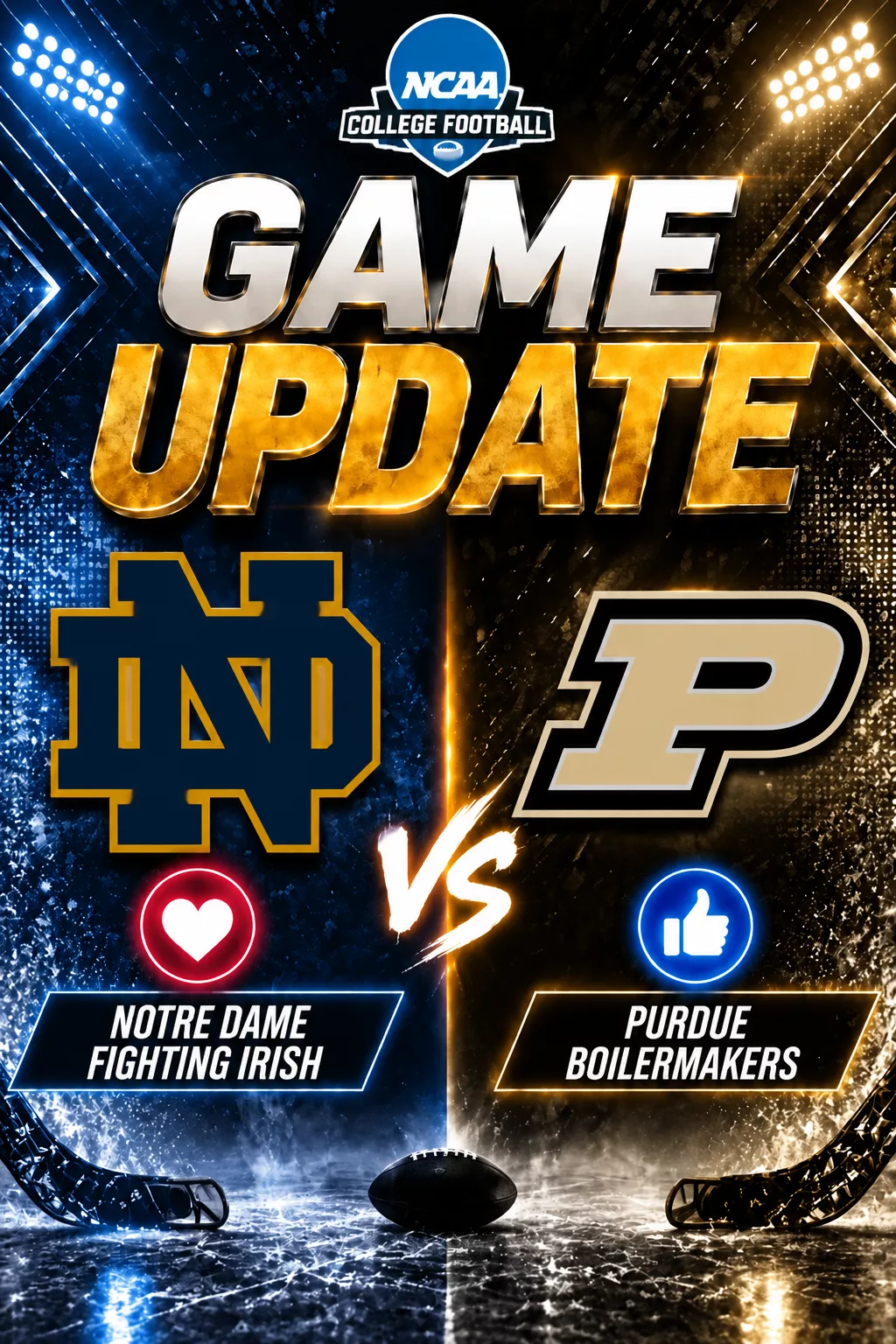 Cover Image for NCAA SCHEDULE UPDATE: Notre Dame Fighting Irish vs. Purdue Boilermakers — GAME TIME CONFIRMED