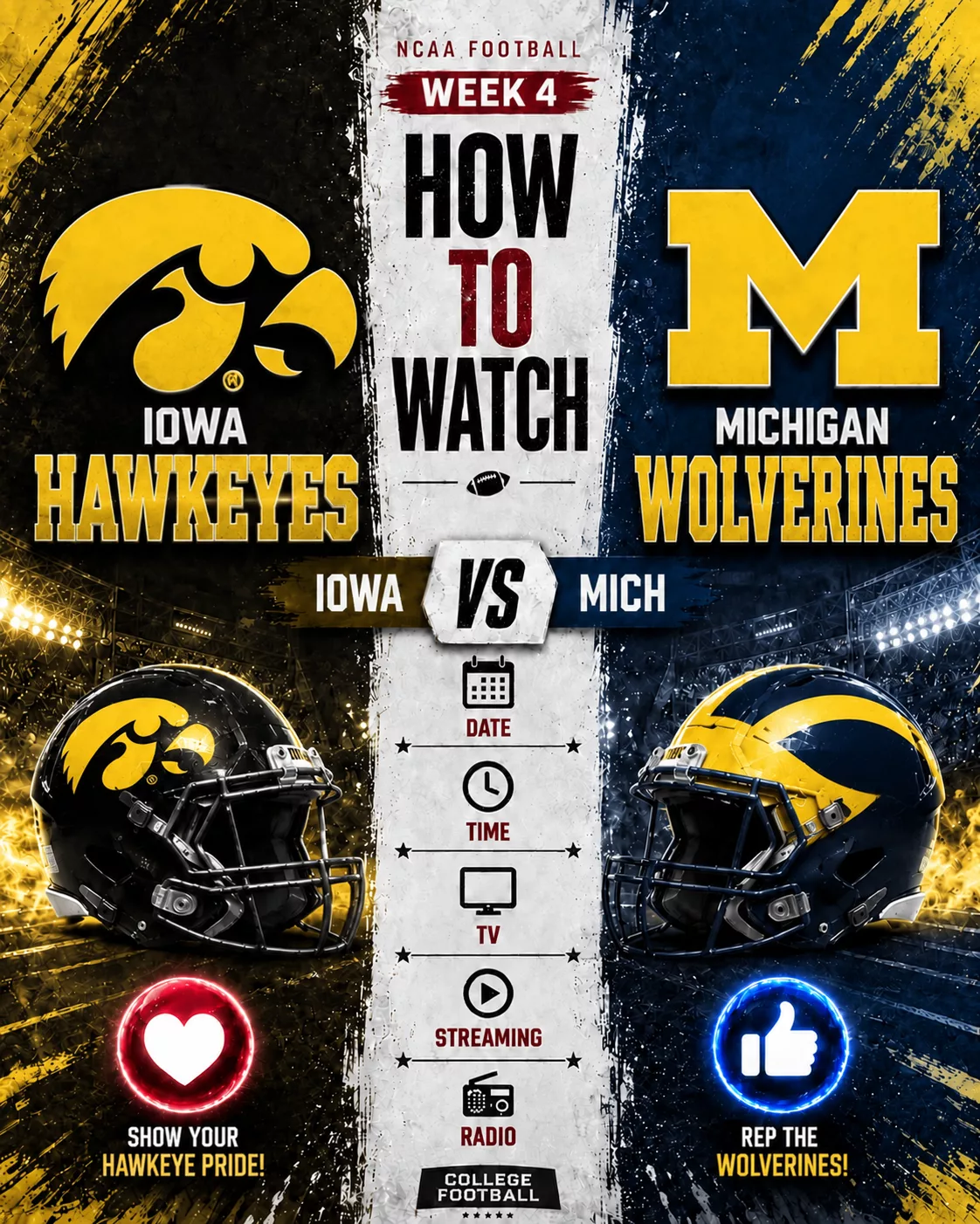 Cover Image for HOW TO WATCH: Iowa Hawkeyes vs. Michigan Wolverines — Game Time, TV Channel, Streaming Info, and Everything You Need to Know