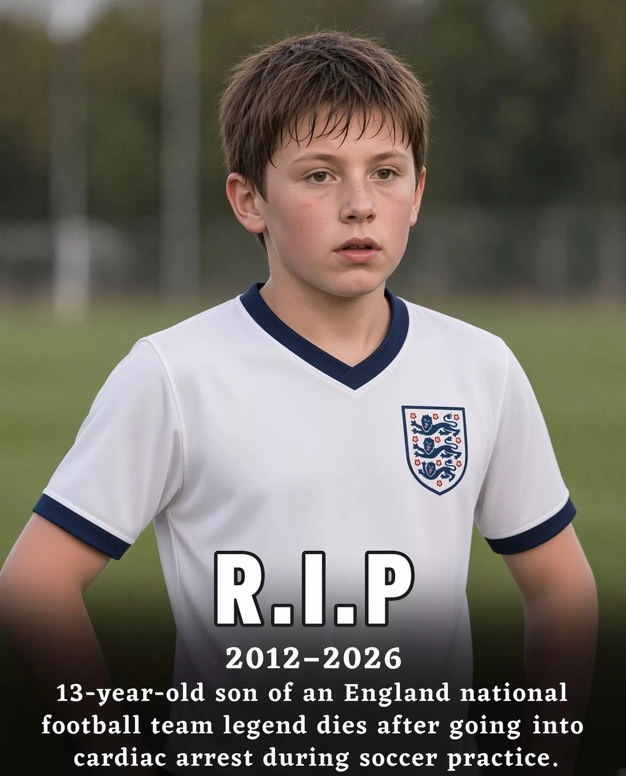 Cover Image for 🚨 SAD NEWS: 13-year-old son of an English football legend d.i.e.s after going into cardiac arrest during football practice. ⚽💔