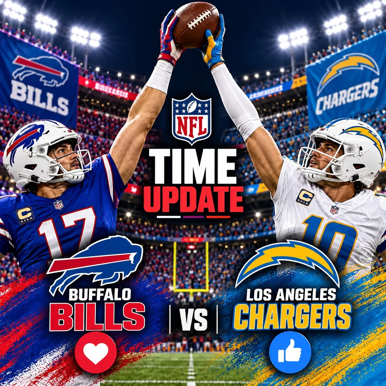 Cover Image for π¨π TIME UPDATE: BUFFALO BILLS VS. LOS ANGELES CHARGERS β TWO EXPLOSIVE OFFENSES ARE READY TO LIGHT UP THE NFL STAGE! π₯ Clear your calendar as Josh Allen and the Bills prepare to battle the Chargers in a fast-paced showdown packed with star power, big-play potential, and plenty of fireworks. π EVERYTHING YOU NEED TO KNOW IS IN THE FIRST COMMENT.