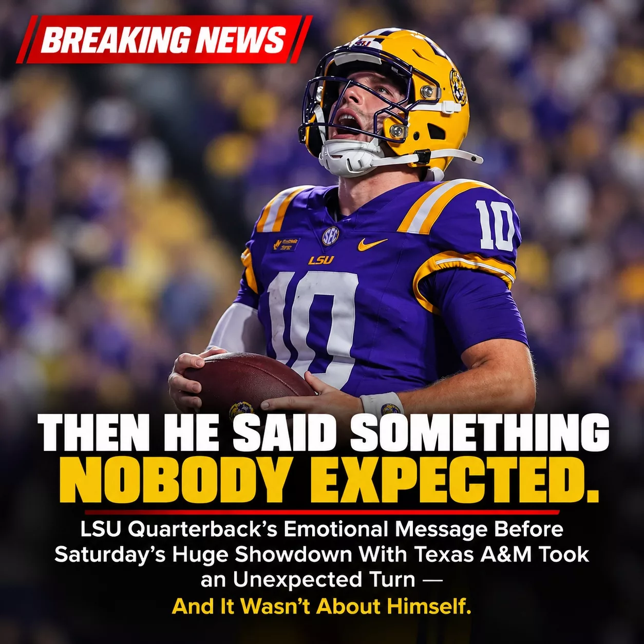 Cover Image for 😢 “I’M READY TO GIVE EVERYTHING I HAVE”: An Emotional LSU Tigers Quarterback Opens Up Ahead of the Blockbuster Showdown With Texas A&M — But His Powerful Message About His Teammates Has Hit Tigers Fans Even Harder…