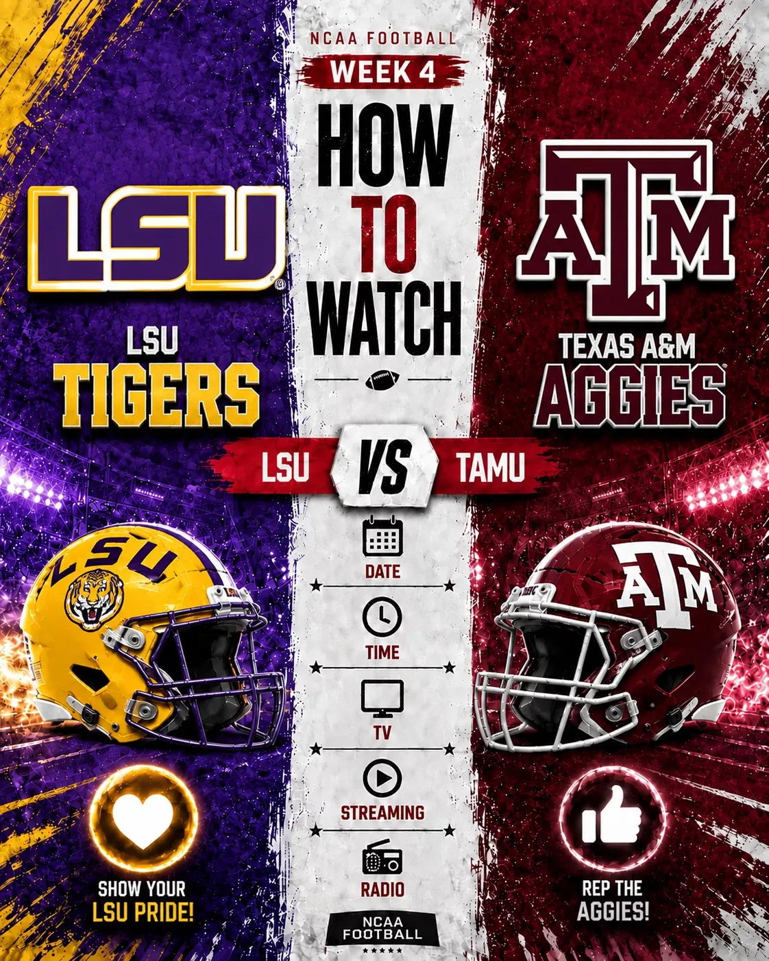 Cover Image for 🏈 HOW TO WATCH: LSU Tigers vs. Texas A&M Aggies — Game Time, TV Channel, Streaming Info, and Everything You Need to Know