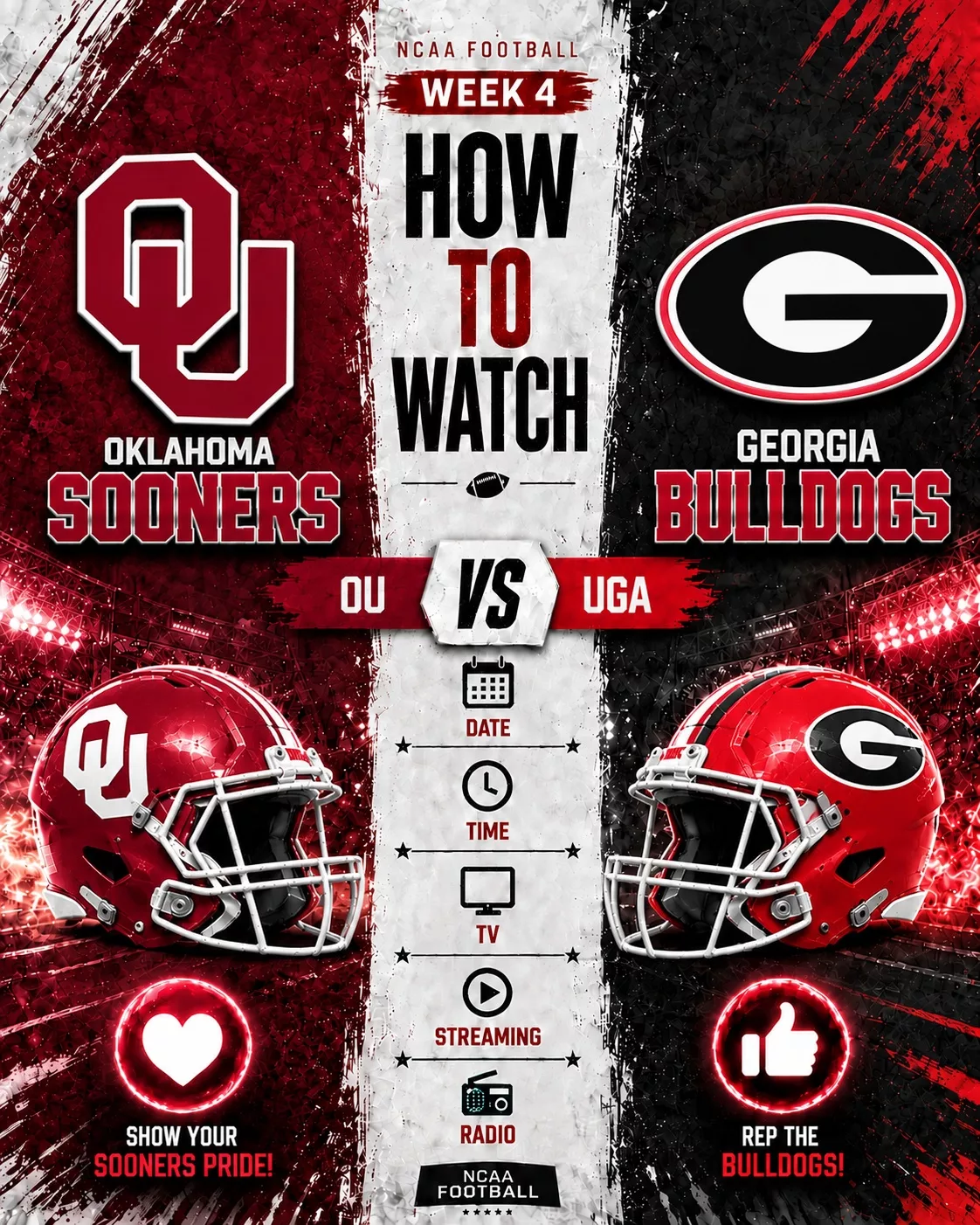 Cover Image for 🏈 HOW TO WATCH: Oklahoma Sooners vs. Georgia Bulldogs — Game Time, TV Channel, Streaming Info, and Everything You Need to Know