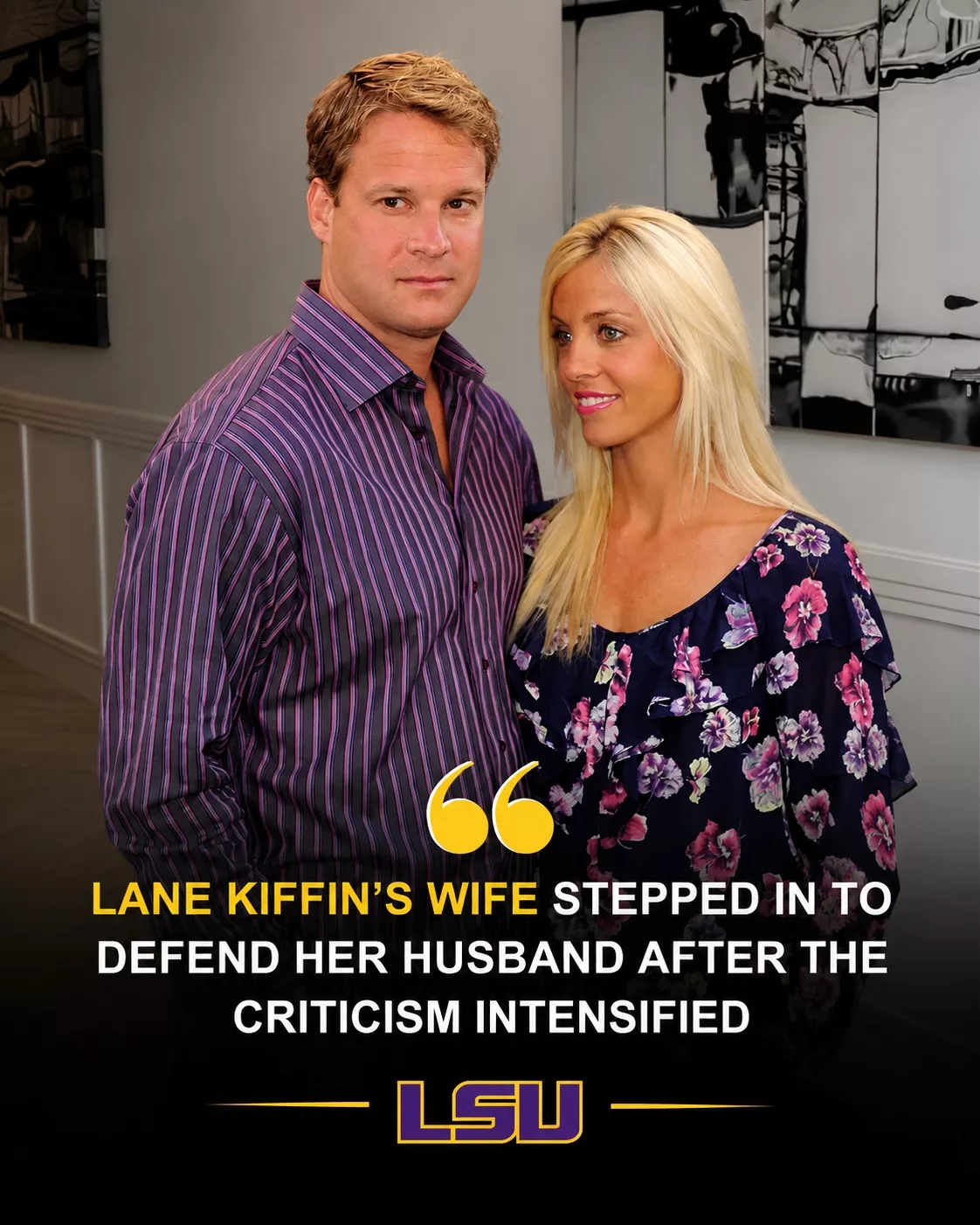Cover Image for ❤️ LANE KIFFIN SUPPORT: Lane Kiffin’s wife stepped in to defend her husband after the criticism intensified, urging LSU Tigers fans to remember the pressure he carries and stop tearing him down after one painful loss — and one part of her message has hit Tiger Nation especially hard……