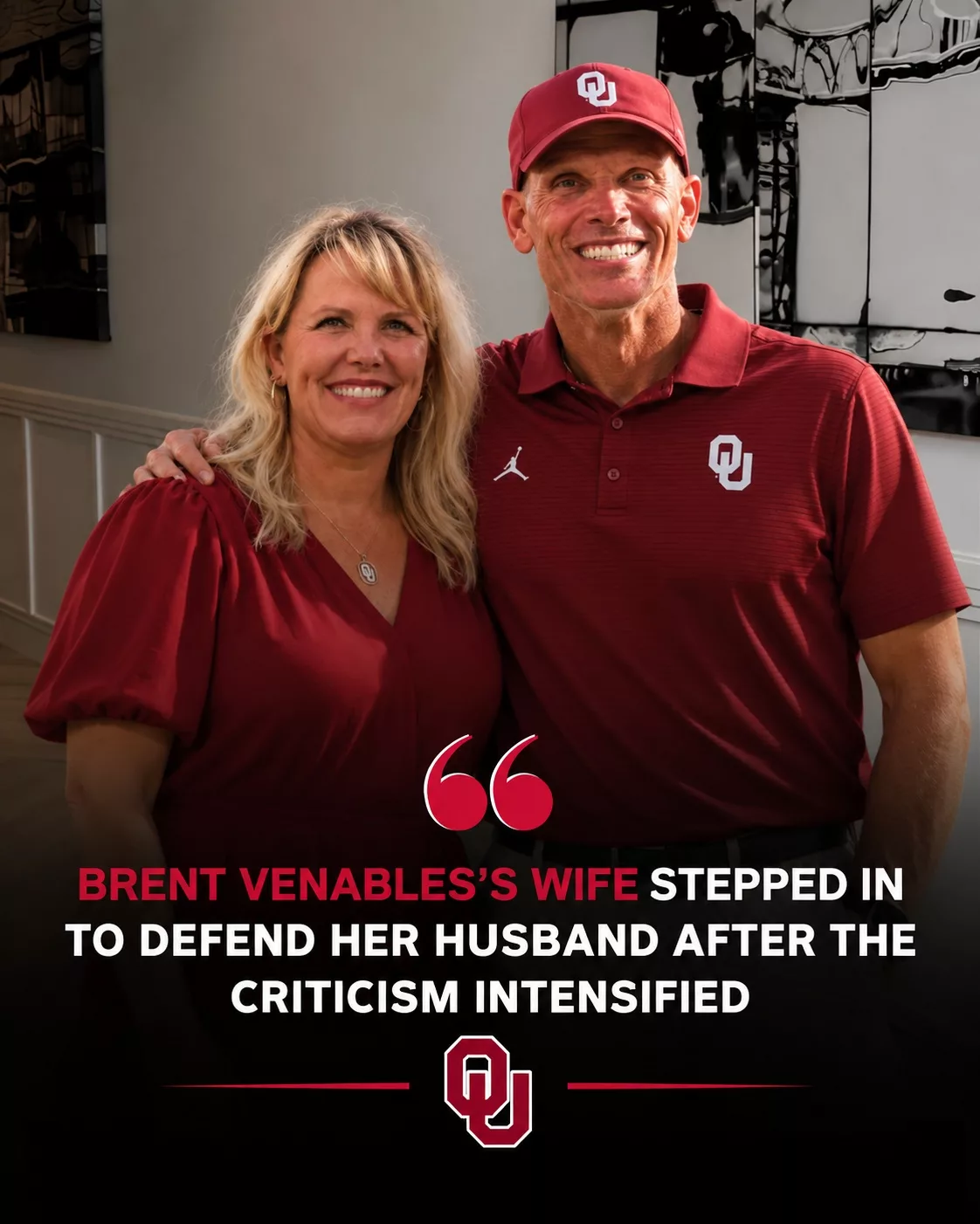 Cover Image for ❤️ BRENT VENABLES SUPPORT: Brent Venables’ Wife Stepped In to Defend Her Husband After the Criticism Intensified, Urging Oklahoma Sooners Fans to Remember the Pressure He Carries and Stop Tearing Him Down After One Painful Loss — And One Part of Her Message Has Hit Sooner Nation Especially Hard……