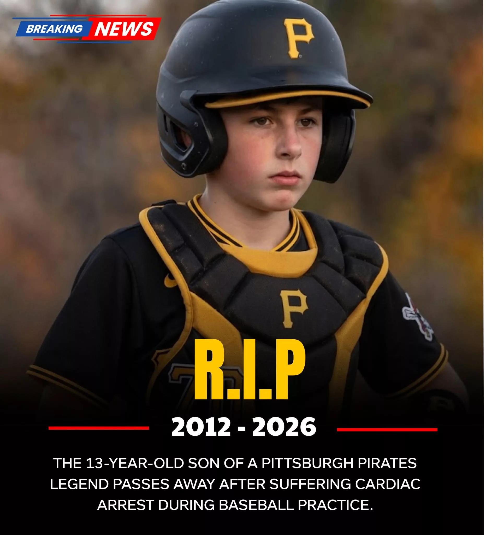 💔 SAD NEWS: 13-year-old son of a Pittsburgh Pirates legend d.i.e.s after going into cardiac arrest during baseball practice.