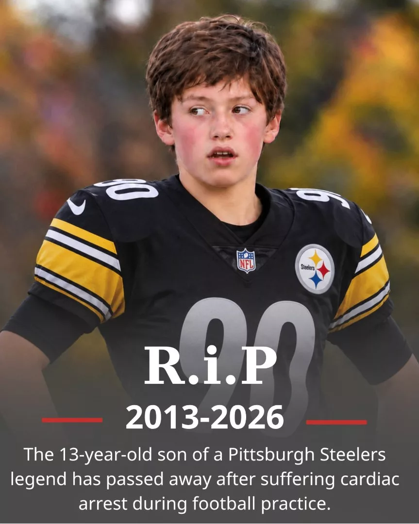 Cover Image for 💔 SAD NEWS: 13-year-old son of a Pittsburgh Steelers legend passes away after going into cardiac arrest during football practice.