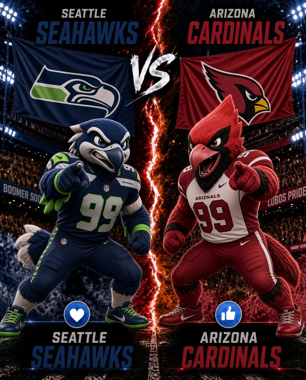 Cover Image for 🗓️ CONFIRMED: Seattle Seahawks vs. Arizona Cardinals game has been rescheduled. 🔥 A blockbuster showdown in college football — where glory and heartbreak are separated by just one game.