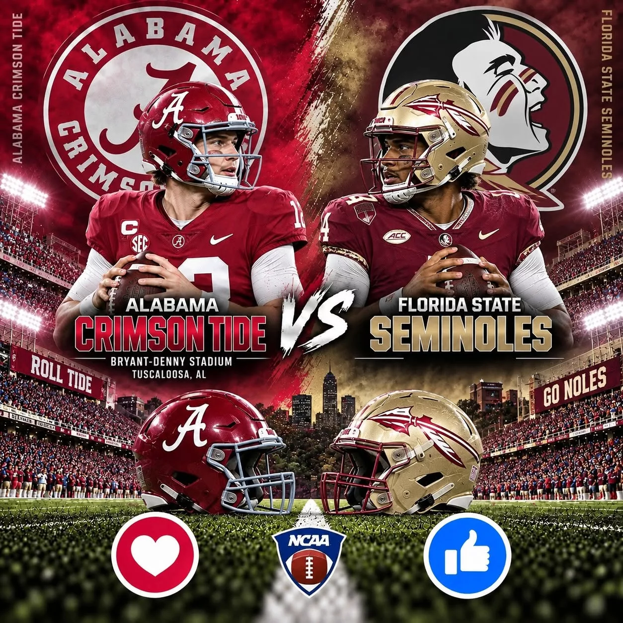 Cover Image for π ALABAMA CRIMSON TIDE vs. FLORIDA STATE SEMINOLES: WHERE TO WATCH β GAME TIME, TV CHANNEL, AND STREAMING DETAILSβ¦