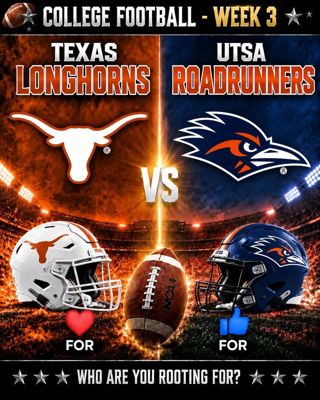 Cover Image for ποΈ CONFIRMED: The matchup between the Texas Longhorns and UTSA Roadrunners has been rescheduled. π₯