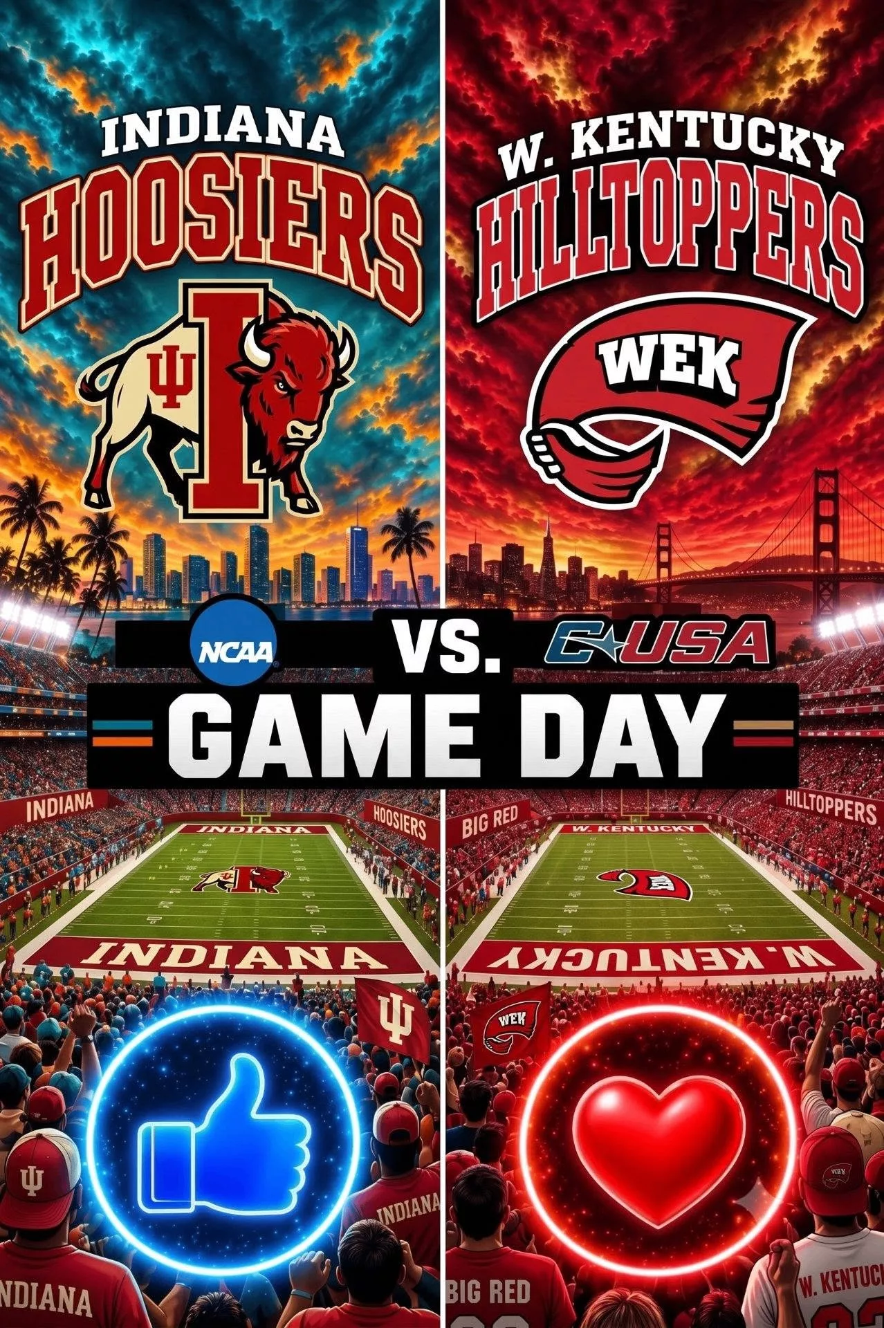 Cover Image for π₯ βCANCEL YOUR PLANS!β β COLLEGE FOOTBALL DROPS A SCHEDULE BOMB: Indiana Hoosiers vs. Western Kentucky Hilltoppers Set To Shake The Weekend π₯